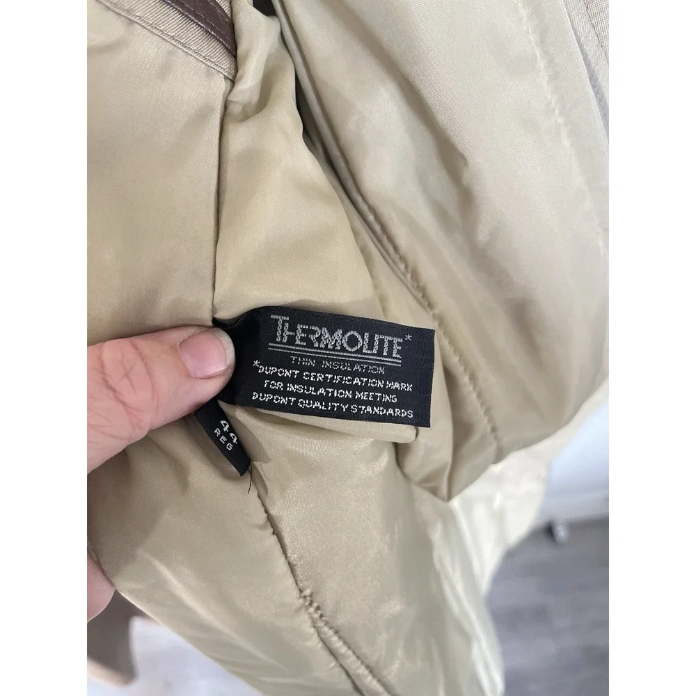Vintage Men's Trench Coat 44R Khaki Double Breasted Lined Belted Oleg Cassini